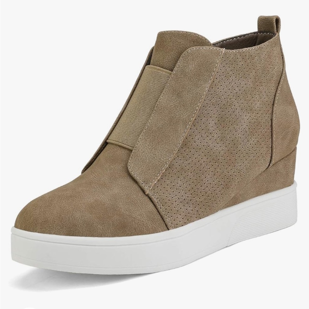 Suede Slip-On Wedge Sneaker Bootie - Taupe